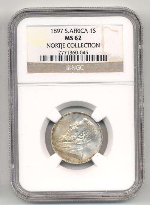 1897 ZAR Kruger Silver Shilling (1S) NGC MS62 UNC