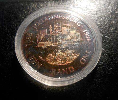 1986 SoAfrica One Rand Silver 100 Yr Centenary of Johannesburg Proof+ SA mint Box *Relisted due SNC*