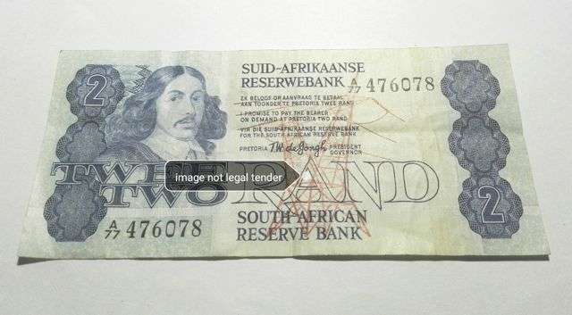 1978 TW de Jongh Two Rand Note #*$ Crazy Wednesday $*#
