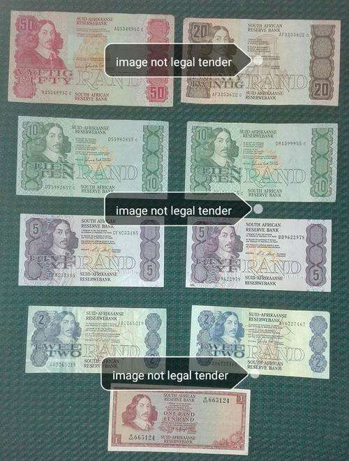 Collection of 9 banknotes, 1,2's,5's,10's ,20&50 Rands, Various signatures *$*# Weekend Special #*$*
