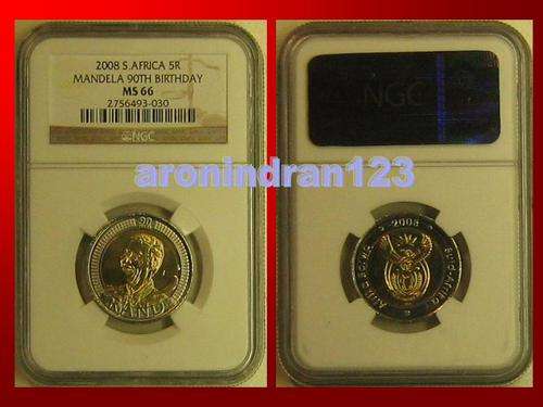 MANDELA MS66 90TH BIRTHDAY R5 COINS NGC $$ ! MUST HAVE,lovely starting price!!ending tonight