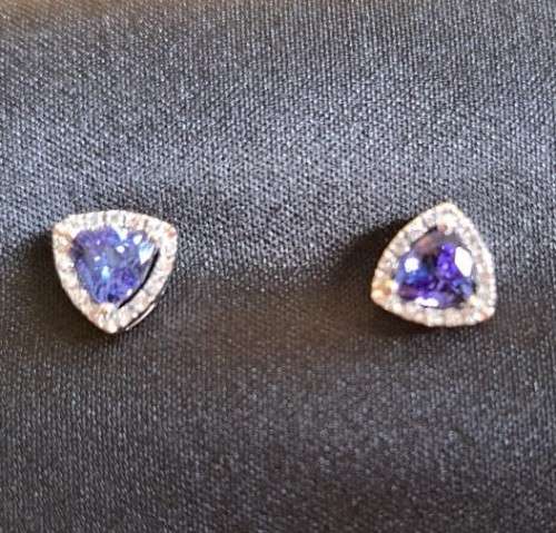18ct White Gold Tanzanite & Diamond Earings