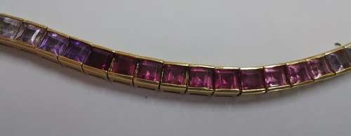 18ct Gold & Multi coloured sapphires Tennis Bracelet