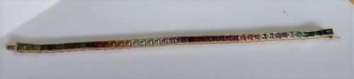 18ct Gold & Multi coloured sapphires Tennis Bracelet