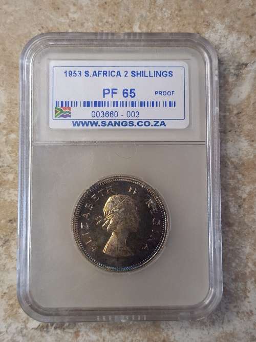 1953 South Africa 2Shilling Proof 65 graded