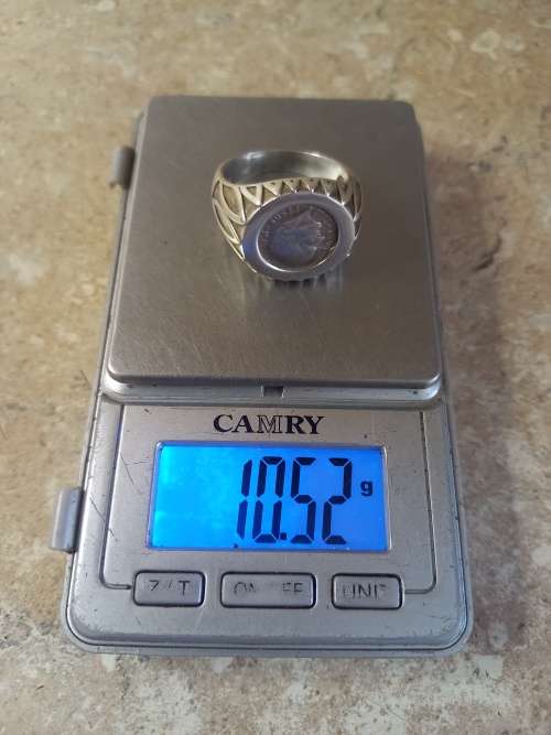 1945 silver pesos coin in 925 silver ring