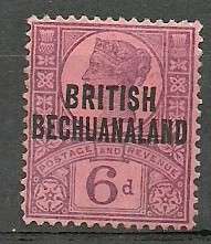 BRITISH BECHUANALAND OVERPRINT 6d STAMP MM