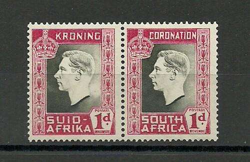 VARIETY - UNION 1937 V5 LARGE WHITE SMUDGE BEHIND NECK L/H STAMP MM