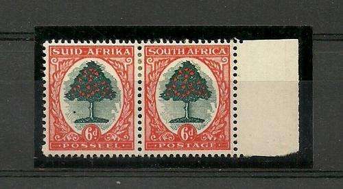 VARIETY - UNION 1948 6d FALLING LEAF L/H STAMP MM