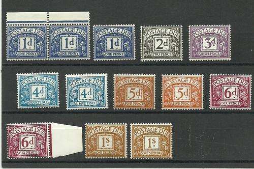 GB POSTAGE DUE STAMPS UP TO 1SHILLING MNH
