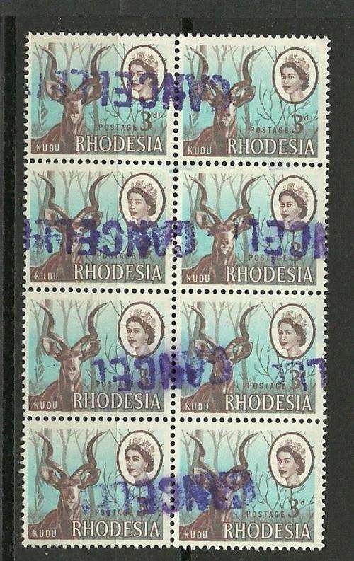 RHODESIA TELEGRAPH CANCELLED BLOCK USED