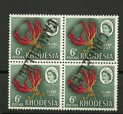 RHODESIA TELEGRAPH CANCELLED BLOCK USED