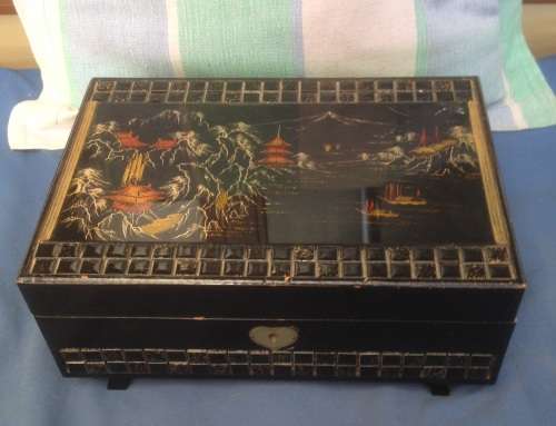 vintage musical jewelry box japanese theme