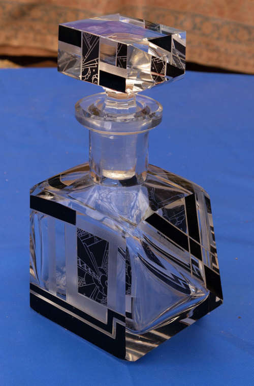 Art deco decanter Karl Palda? with 3 glasses