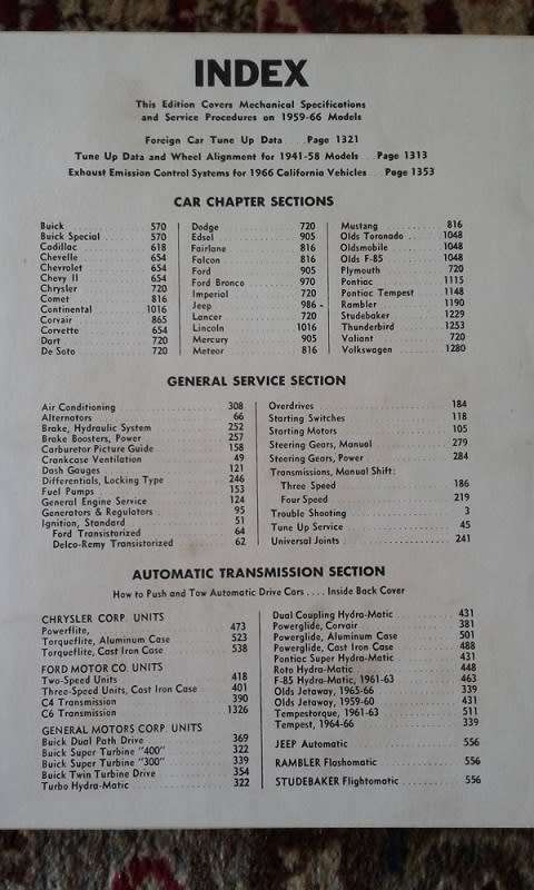 Classic Car 1966 Motor's Auto Repair Manual 29th Edition