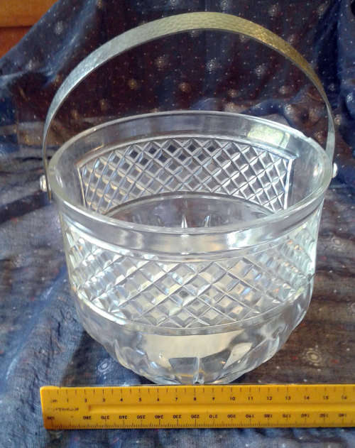 glass ice bucket with plated drainer