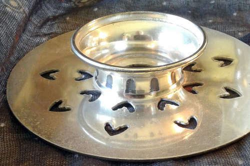 glass ice bucket with plated drainer