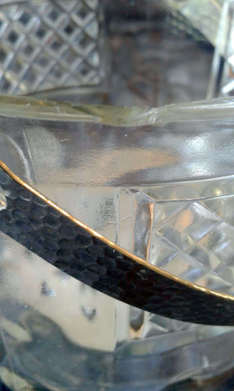 glass ice bucket with plated drainer