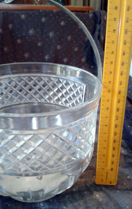 glass ice bucket with plated drainer