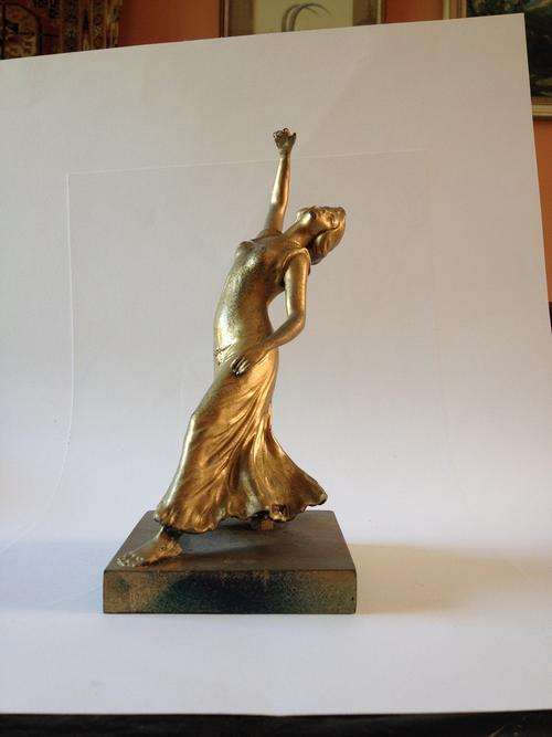 spelter deco dancing girl figurine