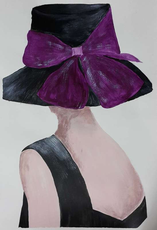 PURPLE HAT | 42x29.5cm | acrylic | artist: Amanda | on paper and unframed