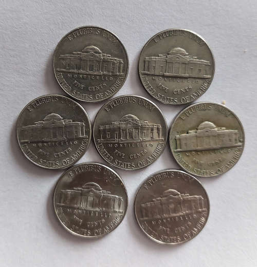 USA Jefferson Nickels (five cents) (x7)  ONE BID TAKES ALL!!
