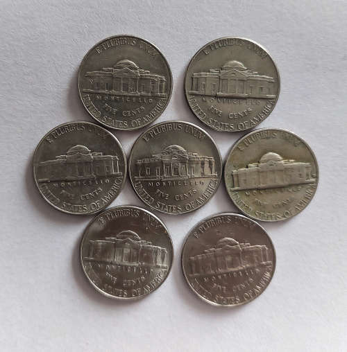 USA Jefferson Nickels (five cents) (x7)  ONE BID TAKES ALL!!