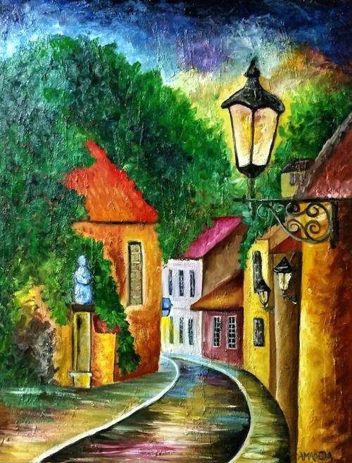 Street Scene, 1015x810mm, Oil on Stretched Canvas, Textured, Ready to hang