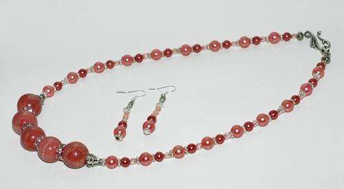 Dusty-pink Necklace and Earrings