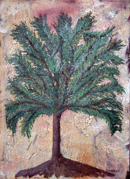 Old Tree (Original Acrylic on Canvas) Size A3