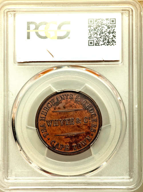 Cape of Good Hope. Whyte & Co. bronze 1/2 Penny Token 1861 MS63 Brown PCGS, POP: 1 | Finest Known |