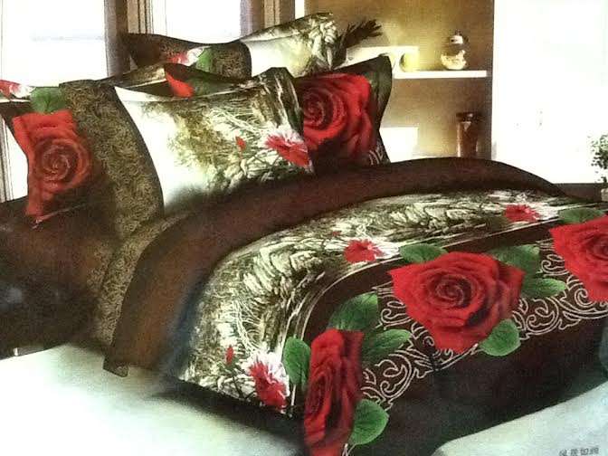 6 Piece -3D EFFECT Cotton Feel - Bed Linen - Queen Size- Duvet Cover Set
