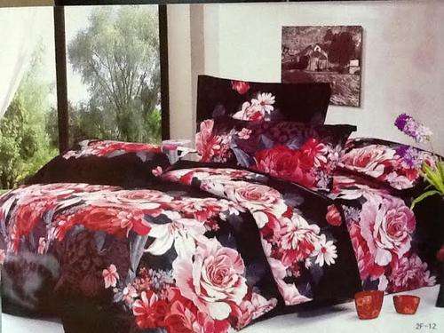 6 Piece -3D EFFECT Cotton Feel - Bed Linen - Queen Size- Duvet Cover Set