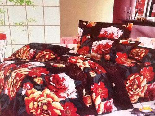 6 Piece -3D EFFECT Cotton Feel - Bed Linen - Queen Size- Duvet Cover Set