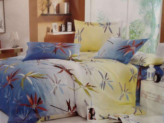 6 Piece - Cotton Feel -Bed Linen - Queen Size- Duvet Cover Set