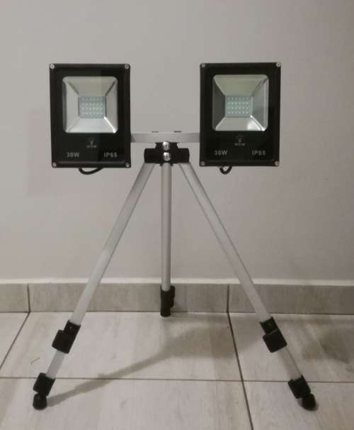 2 x IP65 30W LED Flood lights - 220v - Adjusstable stand fitted with 5m Cable (Self Made)