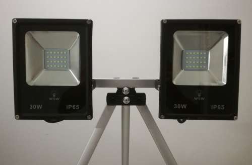 2 x IP65 30W LED Flood lights - 220v - Adjusstable stand fitted with 5m Cable (Self Made)