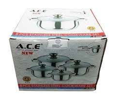 ACE 8 PIECE STAINLESS STEEL COOKWARE