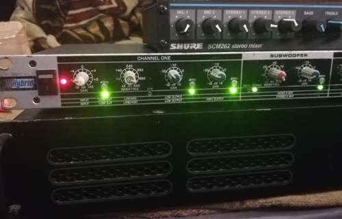 DJ EQUIPMENT, HPA SY-A360 POWER AMP, SHURE SCM 262 STEREO MIXER & HYBRID CX-223 2-WAY CROSSOVER