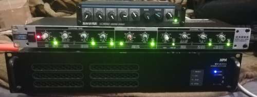 DJ EQUIPMENT, HPA SY-A360 POWER AMP, SHURE SCM 262 STEREO MIXER & HYBRID CX-223 2-WAY CROSSOVER