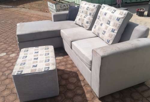 Fusion 3 Seater Slate Grey Chaise Lounge Suite With Ottoman. Bought from House and Home for R14000