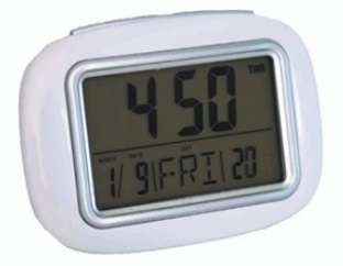 White digital LCD alarm clock