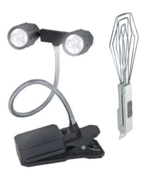 Braai clip-on LED lights and braai tongs