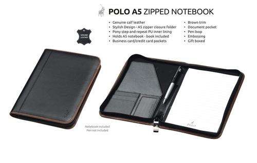 A5 Polo Zipped Folder