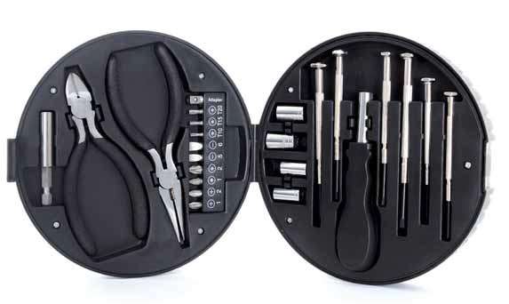 Black tool set in 'tyre' case