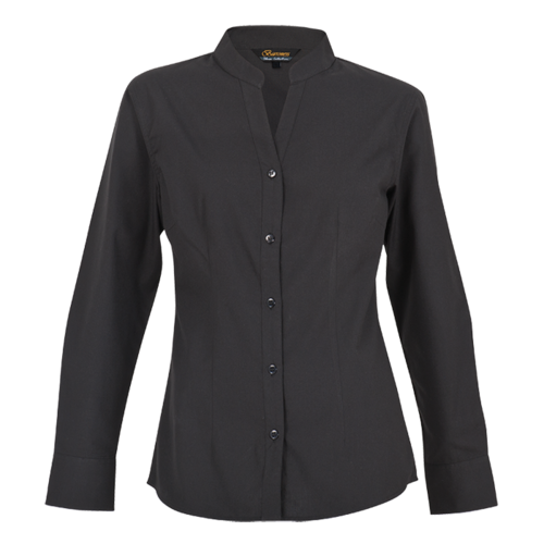Ladies Barista Blouse Long Sleeve - Black - 4XL