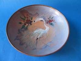 HANDPAINTED ENAMEL & COPPER BOWL - SIGNED