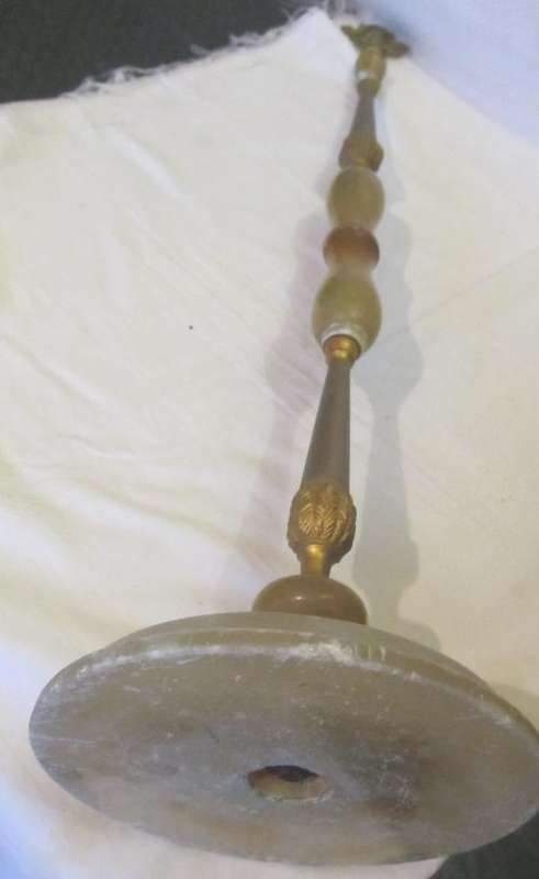 LARGE MARBLE AND METAL STAND
