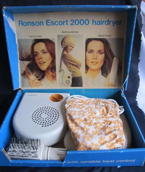 VINTAGE RONSON HAIRDRYER WITH ACCESSORIES - WORKING