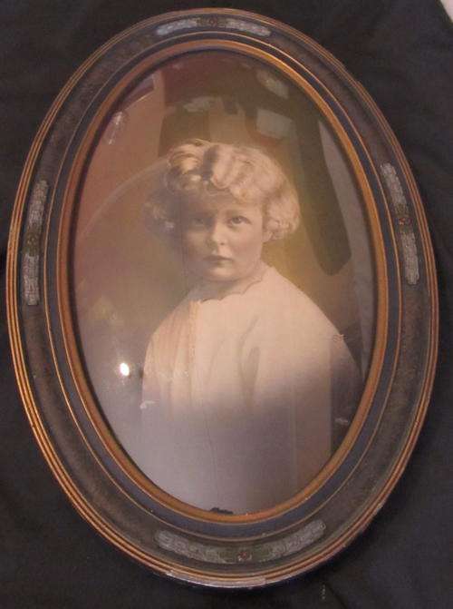 VERY OLD CONVEX GLASS FRAME and PHOTO
